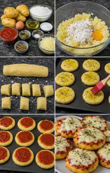 Mini Pizzas de Purê de Batata e Amido de Milho