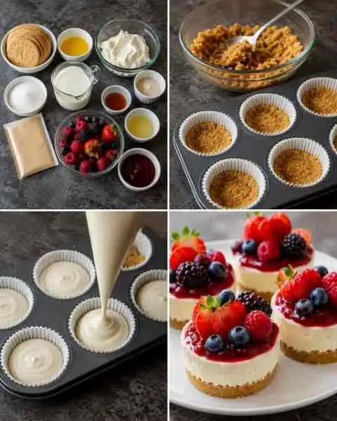Mini Tortas de Queijo com Frutas Vermelhas