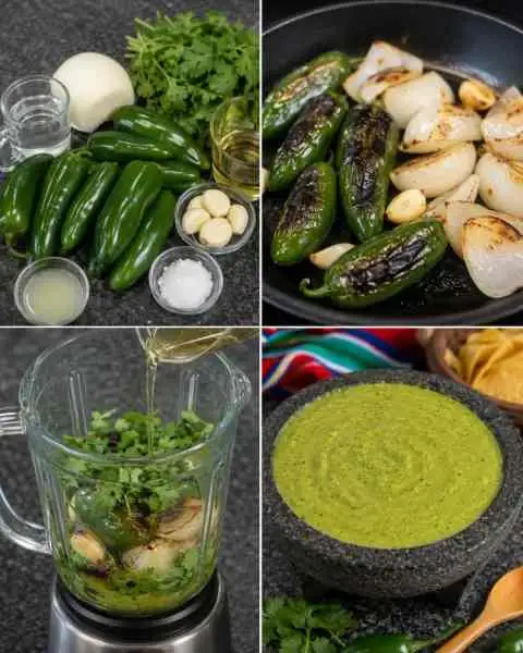 Molho Cremoso de Pimenta Verde Para Tortilhas e Carnes Assadas