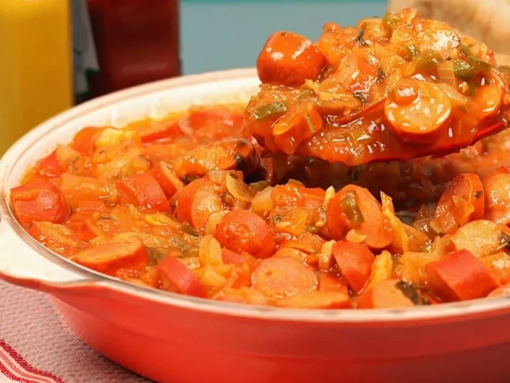 Molho de cachorro-quente suculento e cremoso