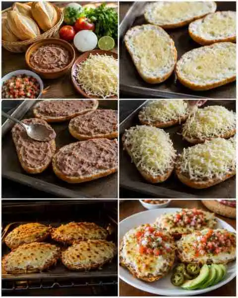 Pães Gratinados com Feijão e Queijo