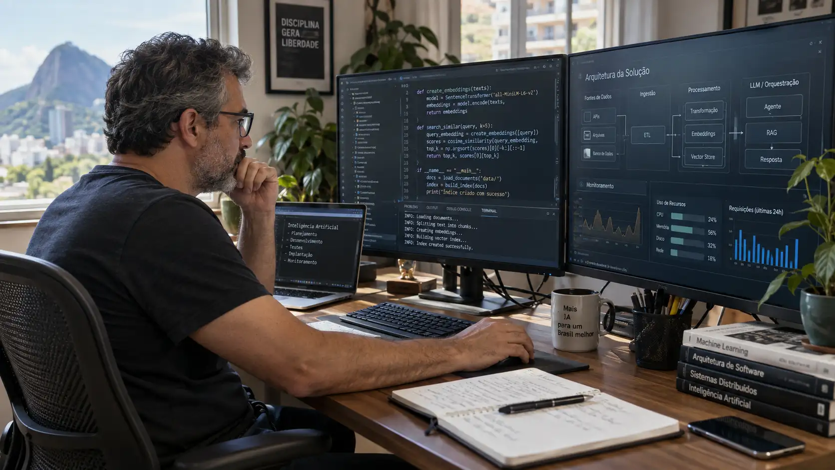 Especialista em vaga PagBank inteligência artificial home office trabalhando com IA generativa e cloud.