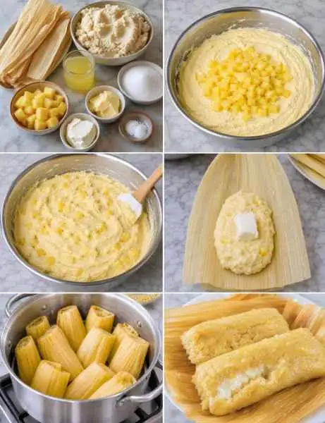 Pamonha Doce de Abacaxi com Queijo Cremoso e Suco da Fruta