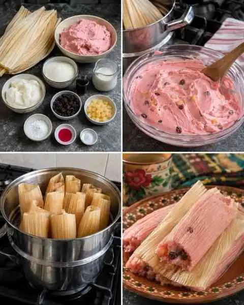 Pamonhas Doces Rosadas com Passas e Baunilha