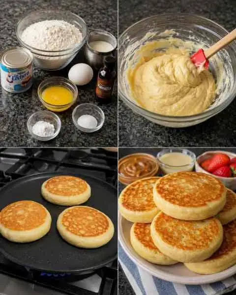 Panquecas de Leite Condensado sem Forno