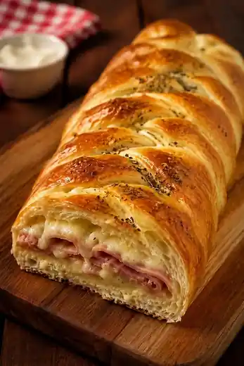 PÃO RECHEADO TRANÇADO pronto para servir