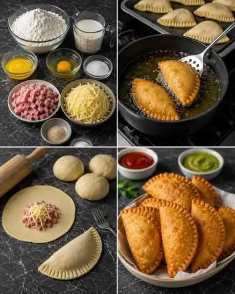 Pastéis Assados de Presunto e Queijo com Massa Amanteigada