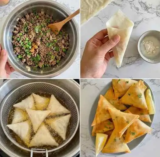 Pastéis Fritos Recheados com Carne Bovina