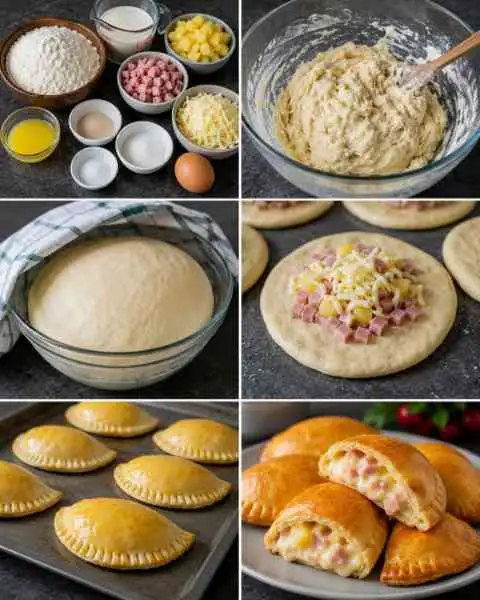 Pastéis Havaianos Assados com Presunto, Queijo e Abacaxi