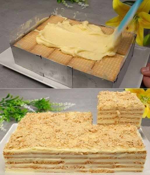 Pavê Cremoso de Baunilha com Biscoitos pronto para servir