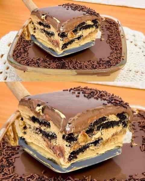 Pavê Pão de Mel Cremoso com Chocolate e Mel pronto para servir