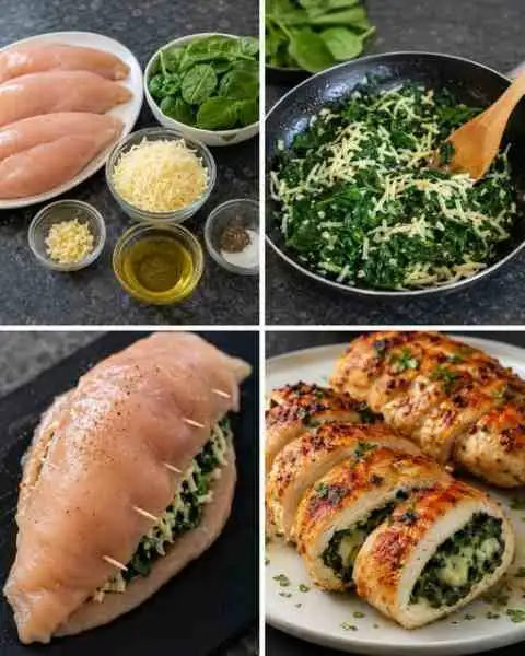 Peito de Frango Recheado com Espinafre e Queijo