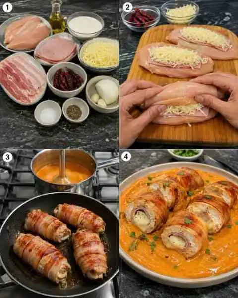 Peitos de Frango Recheados ao Molho Defumado