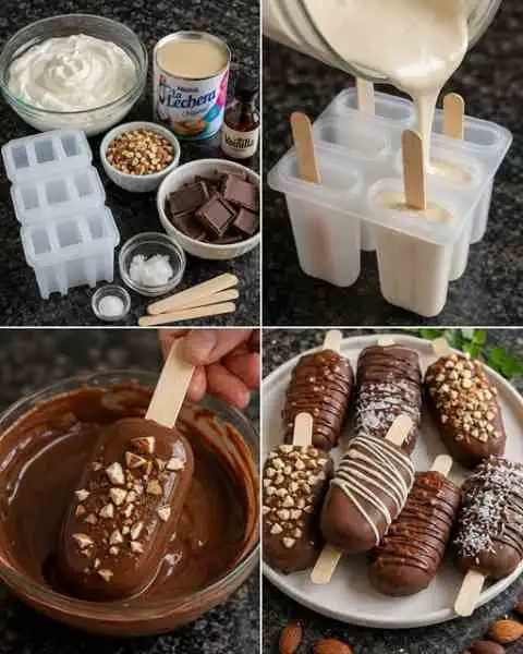 Picolés Caseiros com Cobertura de Chocolate (8 Unidades)