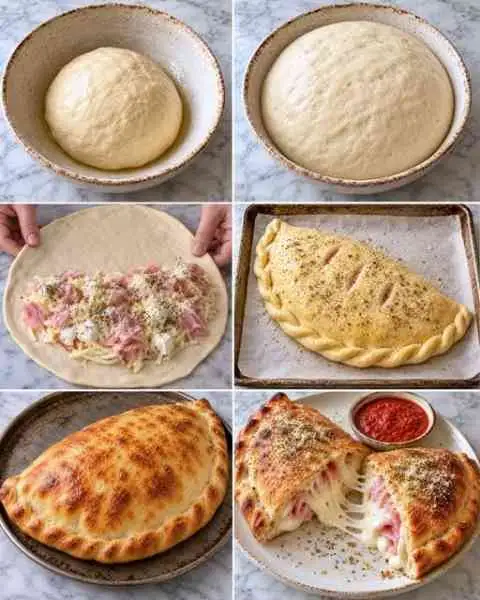 Pizza Fechada de Presunto e Queijo com Ricota e Parmesão