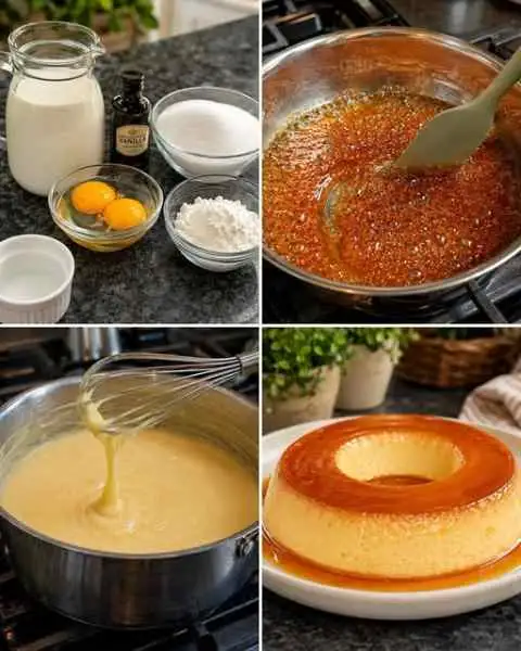Pudim de Amido de Milho sem Forno com Caramelo