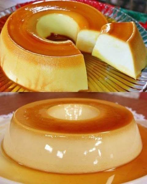 Pudim de Geladeira que Não Vai ao Forno pronto para servir