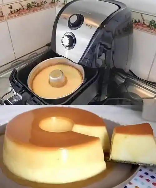 Pudim na Airfryer pronto para servir