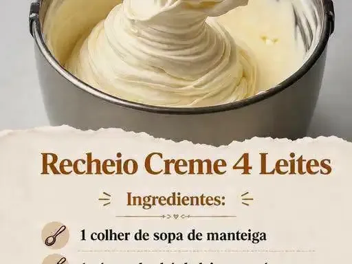Recheio Creme 4 Leites (cremoso e fácil)