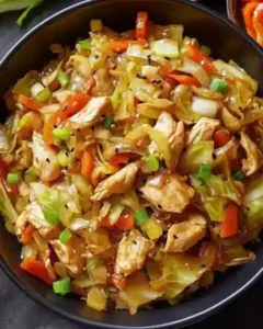 Repolho salteado com frango pronto para servir