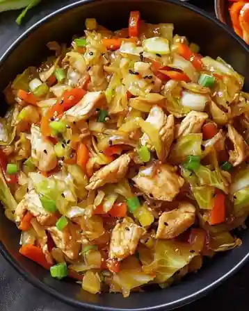 Repolho salteado com frango pronto para servir