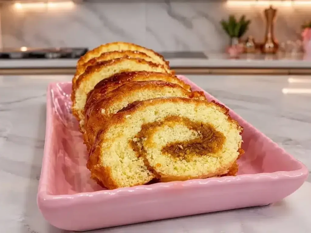 Rocambole com massa levinha e recheio cremoso de doce de leite