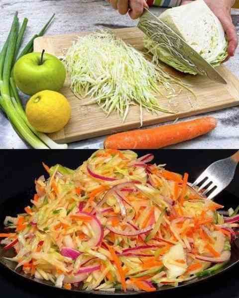 Salada de Repolho, Cenoura e Maçã Crocante