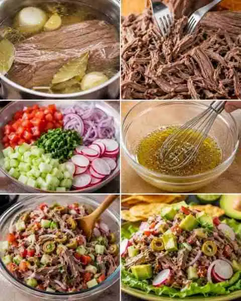 Salada Tradicional de Carne Bovina Desfiada