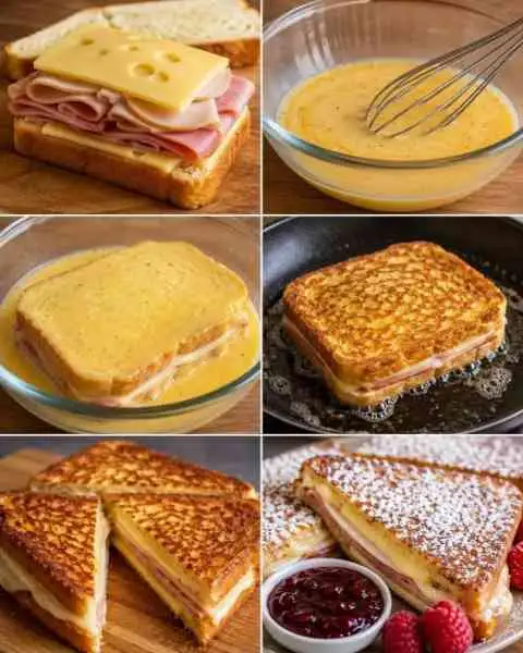 Sanduíche Monte Cristo Clássico — Crocante por Fora e Cremoso por Dentro