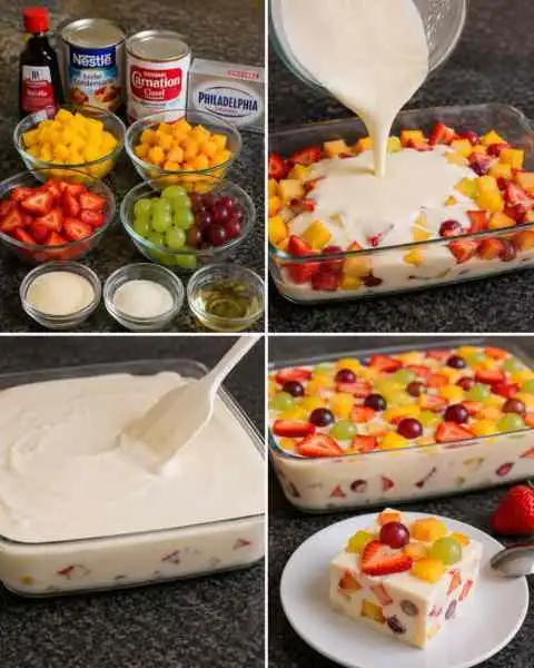 Sobremesa Cremosa de Gelatina com Frutas — Muito Fácil