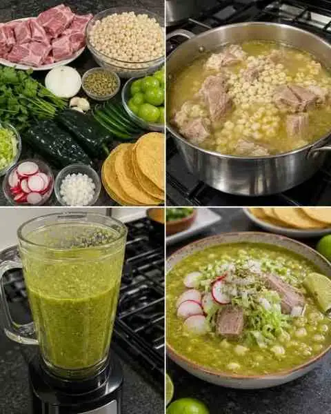Sopa de Milho Branco com Costelinhas de Porco ao Molho Verde