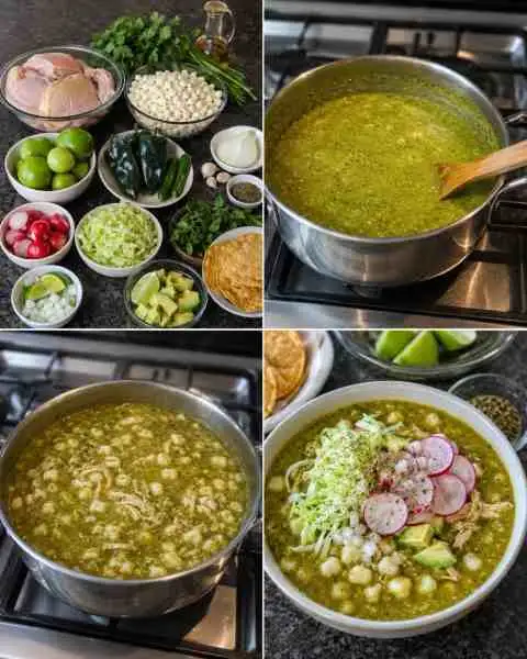Sopa de Milho Branco com Frango ao Molho Verde