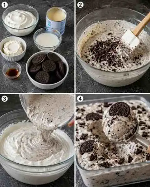 Sorvete de Biscoito de Chocolate Recheado com Creme Batido