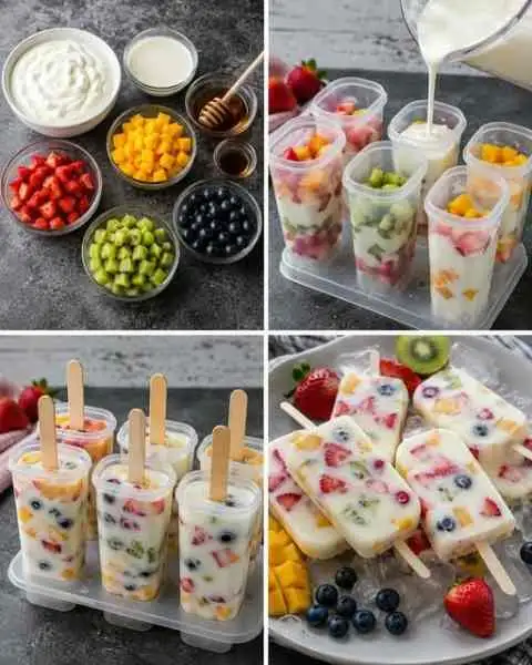 Sorvetes de Iogurte com Frutas Feitos em Casa