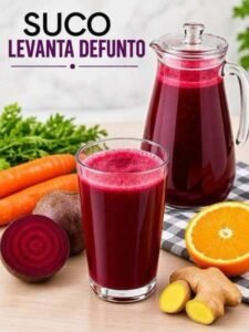 Suco Levanta Defunto: Receita Refrescante de Beterraba, Cenoura e Laranja pronto para servir