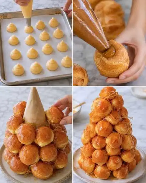 Torre de Carolinas Recheadas com Creme