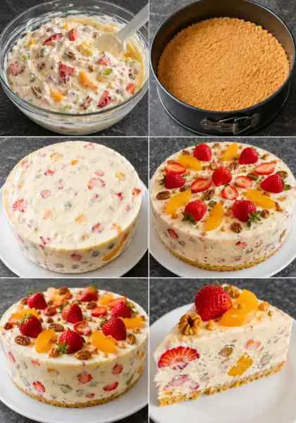 Torta Cremosa de Queijo com Frutas — Muito Fácil