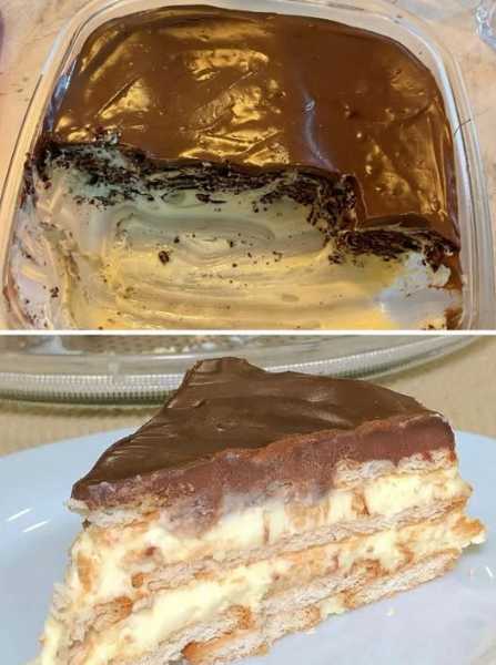 Torta de Bolacha Cremosa com Camadas de Creme pronto para servir