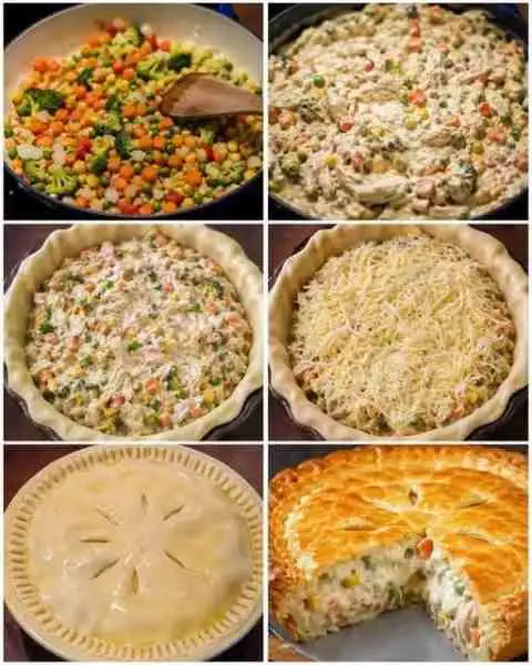 Torta de Frango com Legumes e Queijo