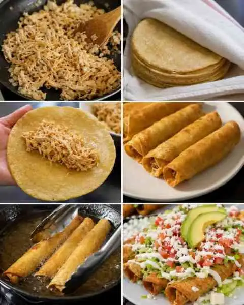 Tortilhas Fritas Recheadas com Frango — Crocantes por Fora e Suculentas por Dentro