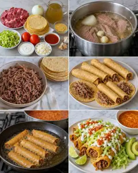 Tortilhas Recheadas com Carne Bovina e Caldo