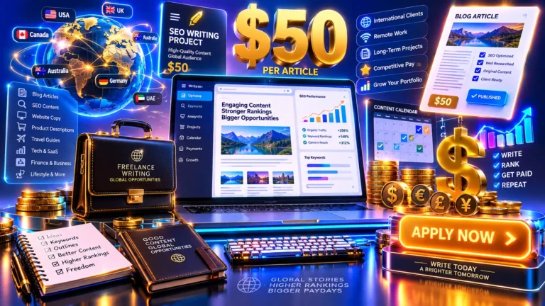 Oportunidade Remota em Dólar: Projeto remoto busca redator para produzir artigos de blog com foco em SEO e paga US$ 50 [Upwork]