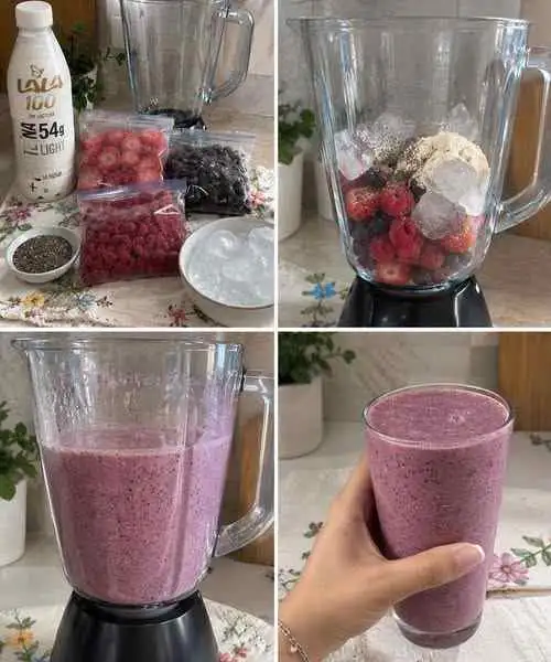 Vitamina de Frutas Vermelhas com Chia e Proteína