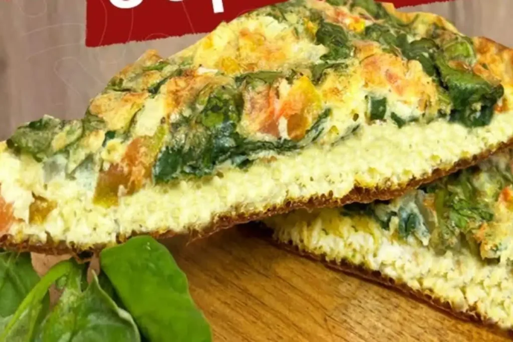 Omelete assado de espinafre com massa no ponto e uma finalização que faz diferença