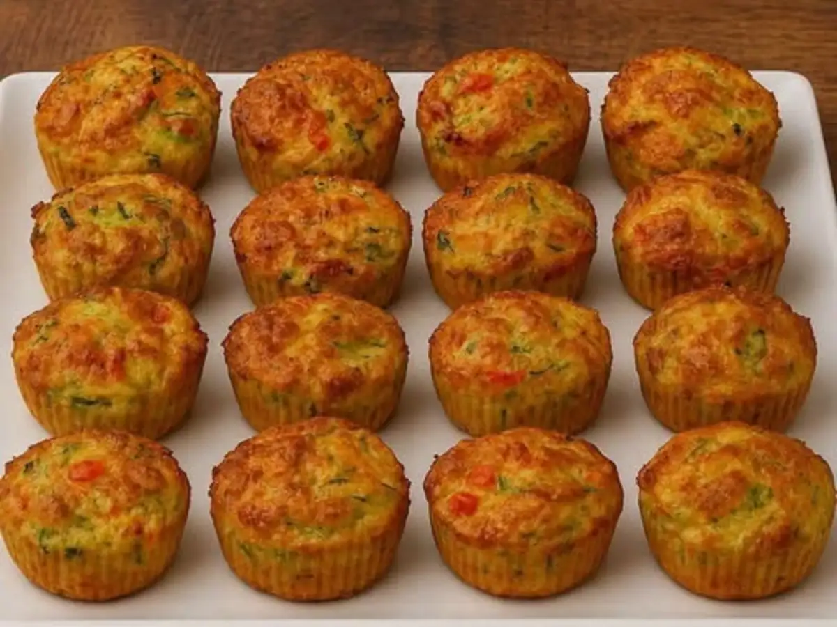 Bolinhos Salgados de Forno com Queijo e Legumes Picadinhos pronto para servir