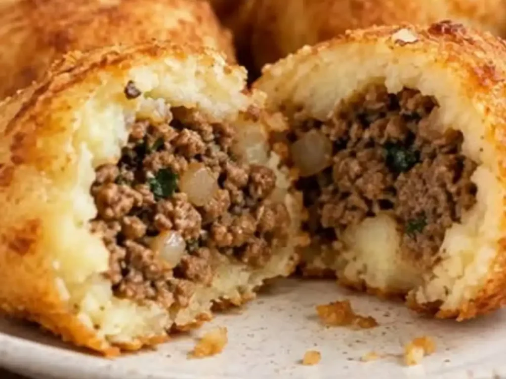 Bolinho de Batata Recheado com Carne Moída Bem Temperada