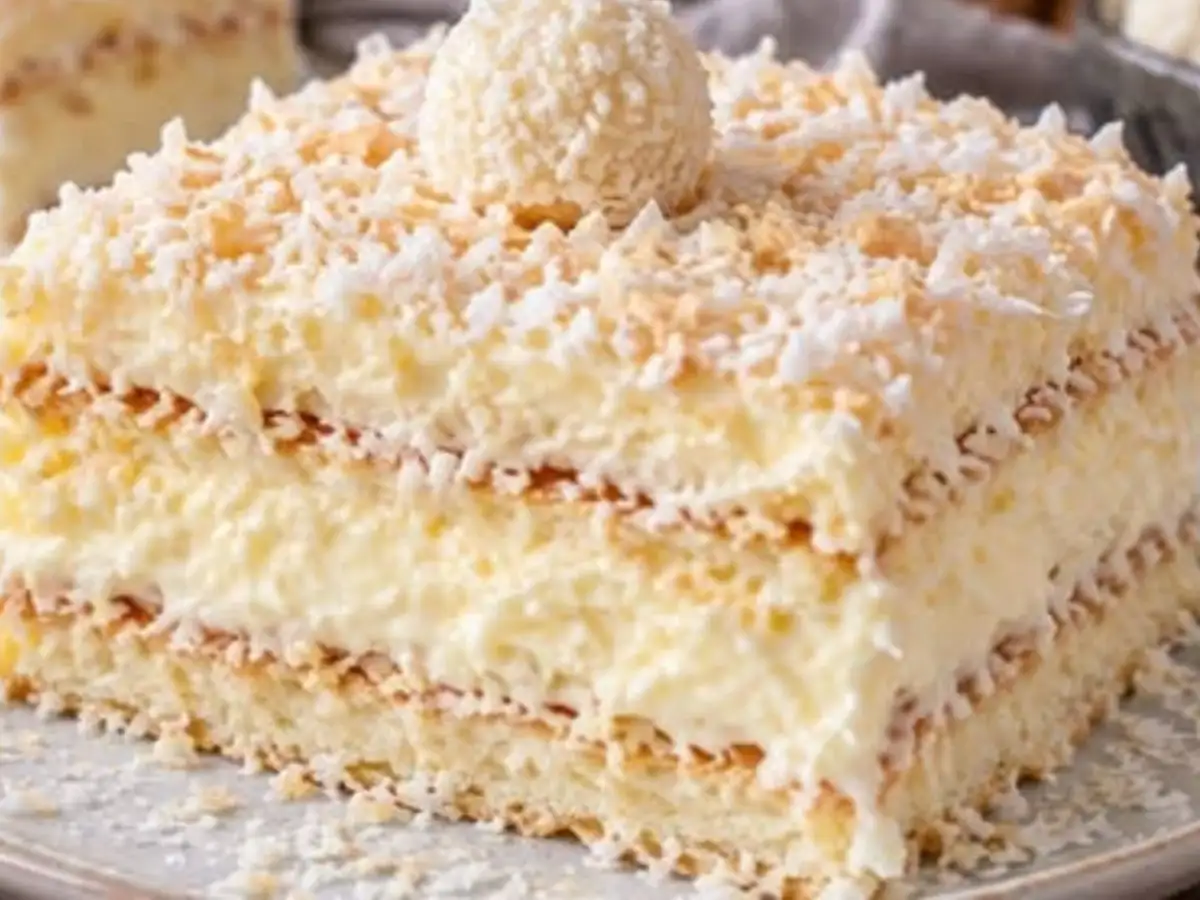 Bolo Raffaello Gelado de Coco e Chocolate Branco sem Forno