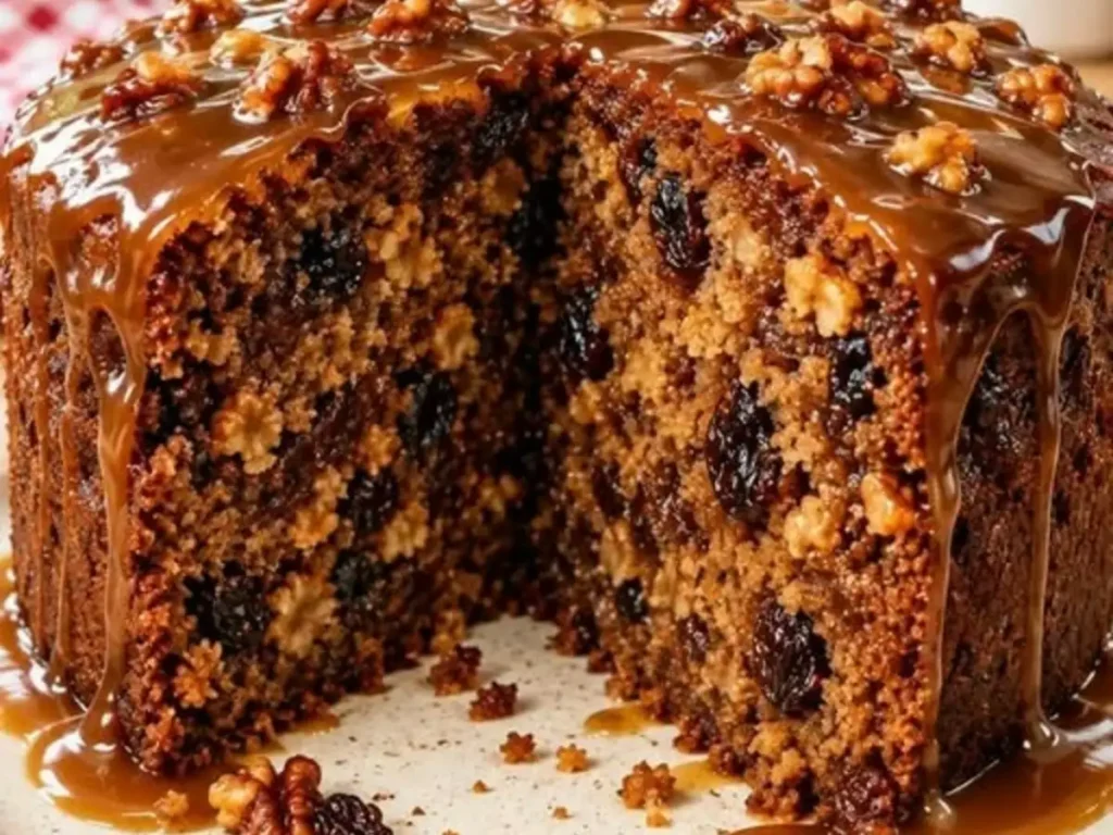 Bolo de Frutas Secas com Cobertura Cremosa de Chocolate