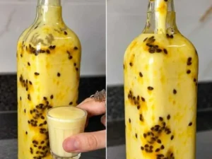 Batida Tropical de Maracujá com Leite Gelado e Gelo pronto para servir