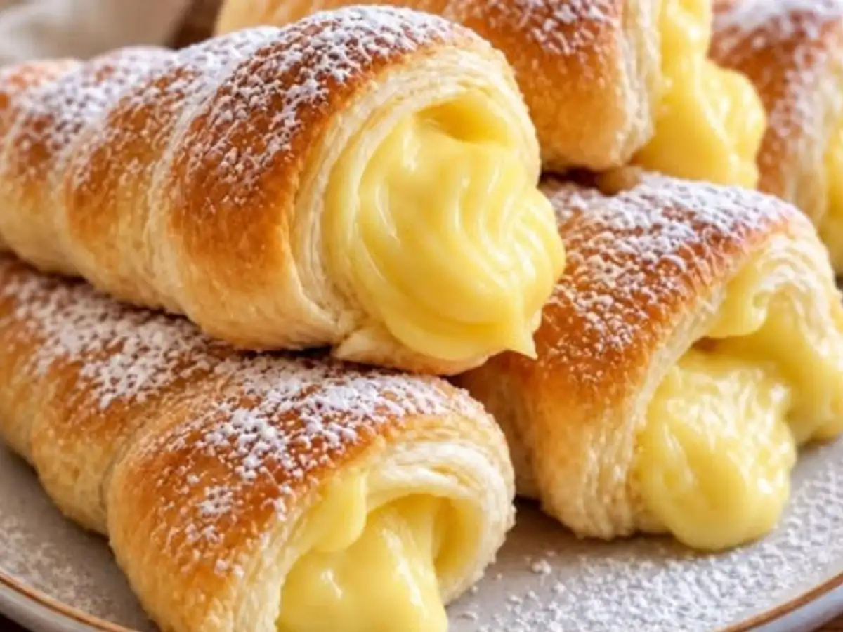 Canudinhos Folhados Crocantes Recheados com Creme de Baunilha